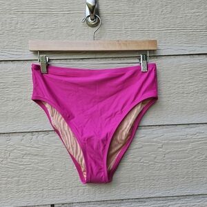 NWT J. Crew hot pink Hallie high waisted bikini bottom medium